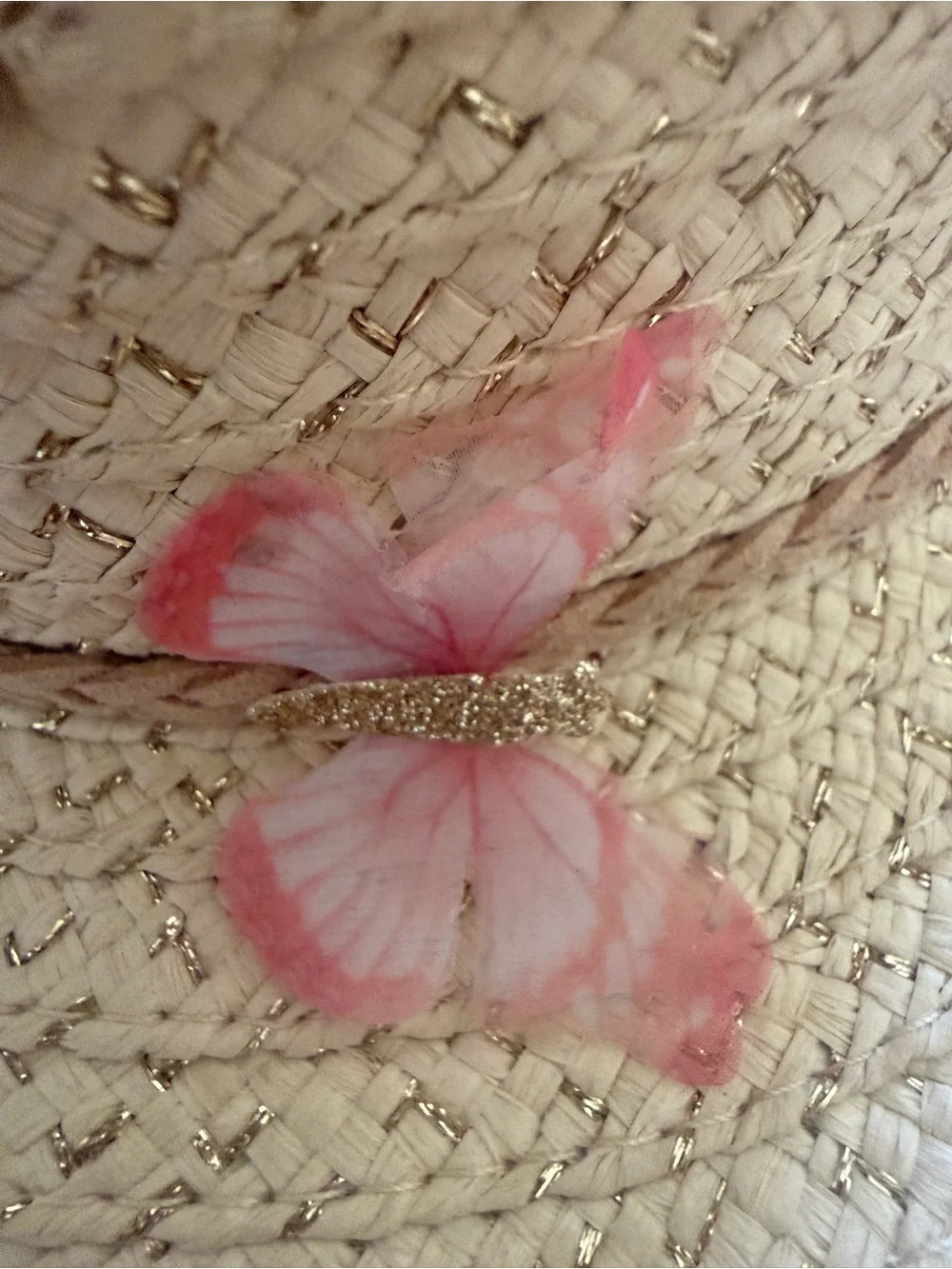 Girls' Sun Hat with Pink Butterfly Trim